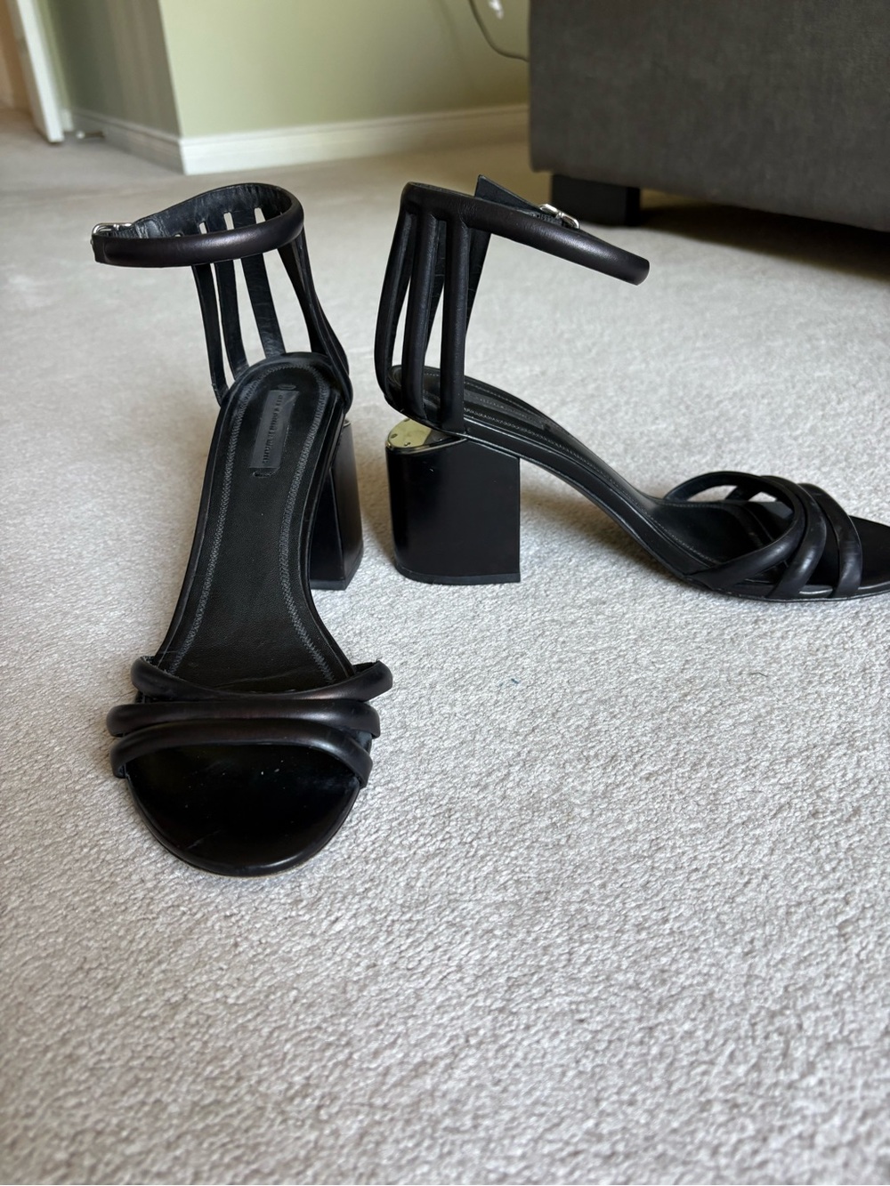 Alexander Wang Black Cage Strap Block Heel Sandals - Picture 8 of 8